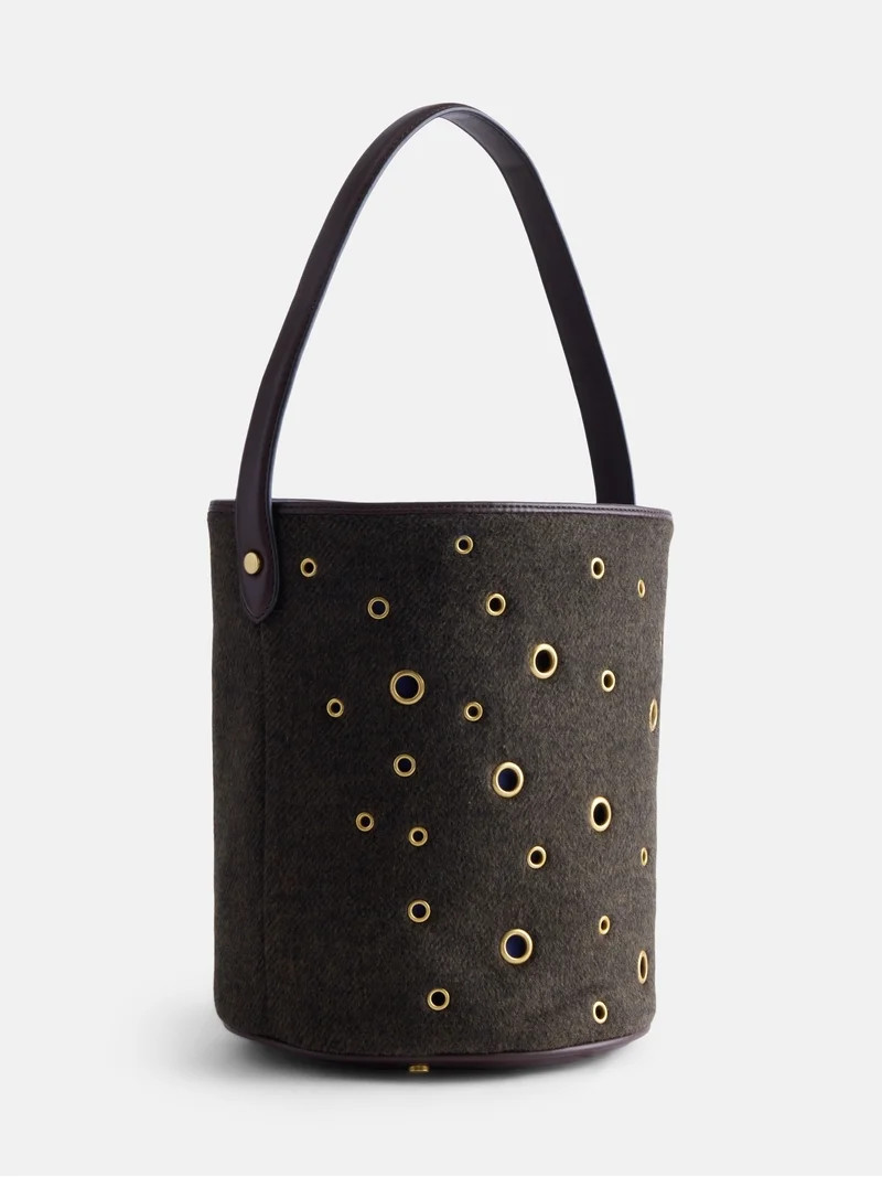 Free Assembly Women\u2019s Grommet Bucket Bag, Smoky Olive | Walmart (US)