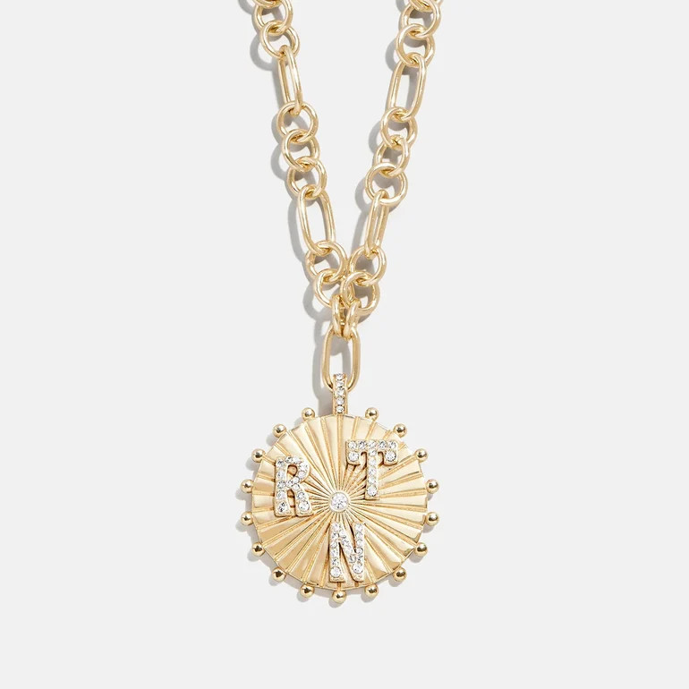 Initial Custom Medallion Necklace - Gold/Pav\u00e9 | BaubleBar
