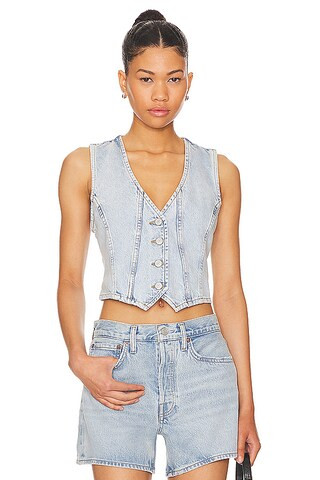 Free People Tate Denim Vest in Boardwalk Blues from Revolve.com | Revolve Clothing (Global)
