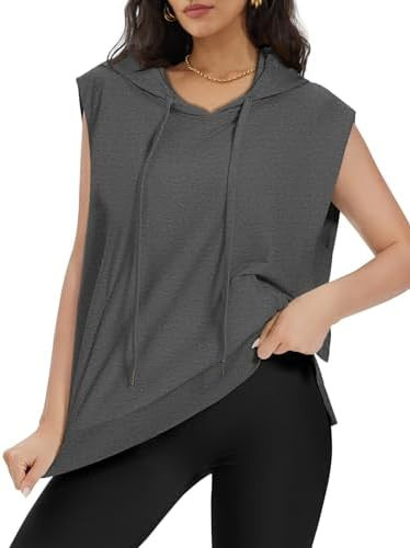 ATHMILE Women's Sleeveless Hoodies Oversized Sweatshirt for Women Tank Top T-Shirt | Amazon (US)