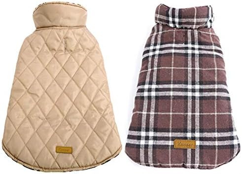 Kuoser Cozy Waterproof Windproof Reversible British Style Plaid Dog Vest Winter Coat Warm Dog App... | Amazon (US)