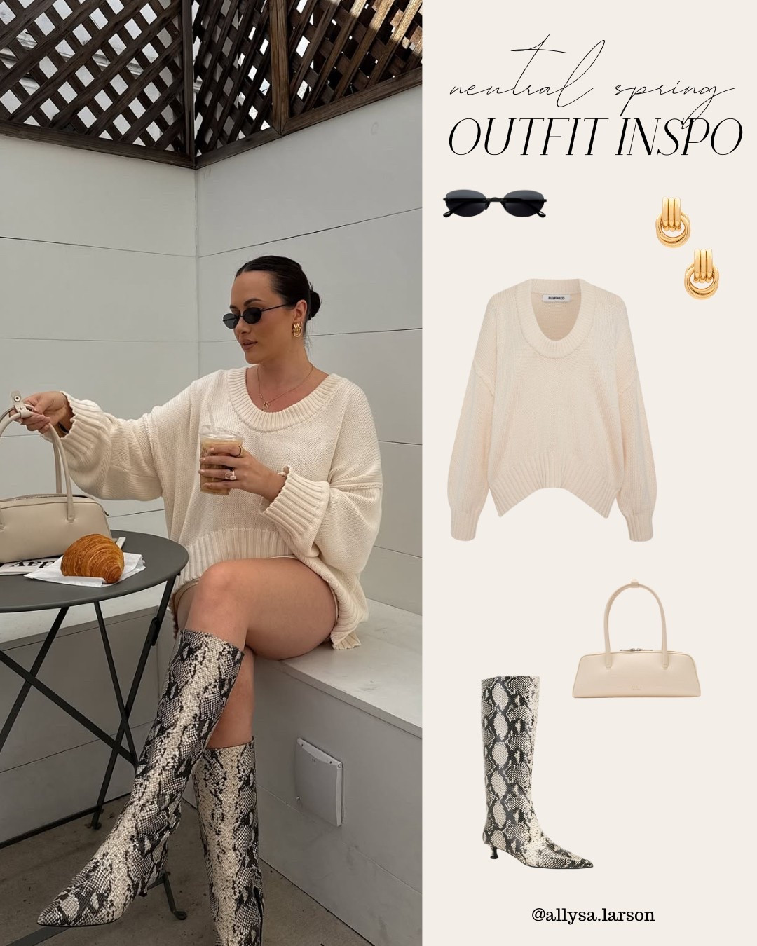 Chic neutral spring outfit - wearing my favorite snake skin boots from Tony Bianco 

#LTKStyleTip #LTKShoeCrush #LTKSeasonal