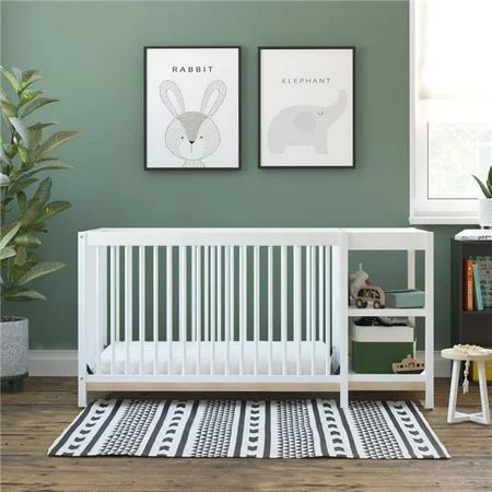 Baby Relax DE41825 Noella Two Tone 3-in-1 Crib & Changer Combo, White & White Washed Base | Walmart (US)