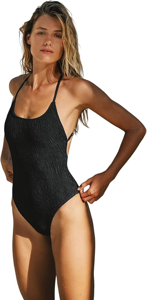 Womens Sexy One Piece Bathing Suits Tummy Control Scoop Neck Padded Swimsuit Open Back High Cut S... | Amazon (US)