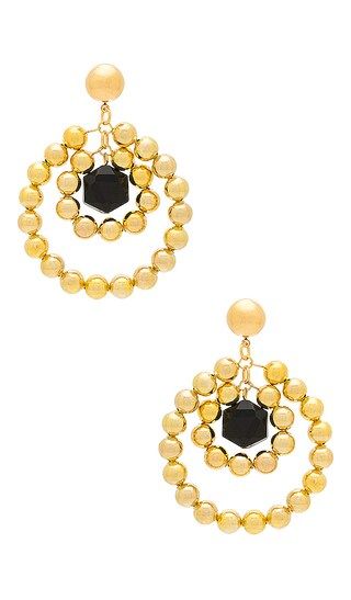 Vanessa Mooney Double Hoop Bead Earring in Gold | Revolve Clothing