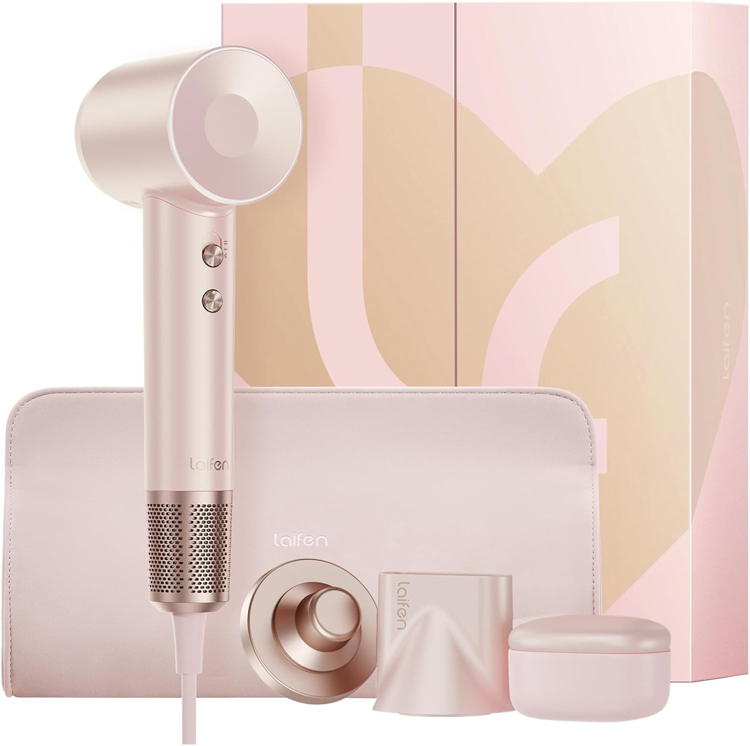 Laifen Swift Premium High-Speed Hair Dryer Golden Pink, High Speed 200M Ionic Blow Dryer with 110, 000 RPM Brushless Motor for Fast Drying, Low Noise, Hairdryer with Magnetic Nozzles | Amazon (US)