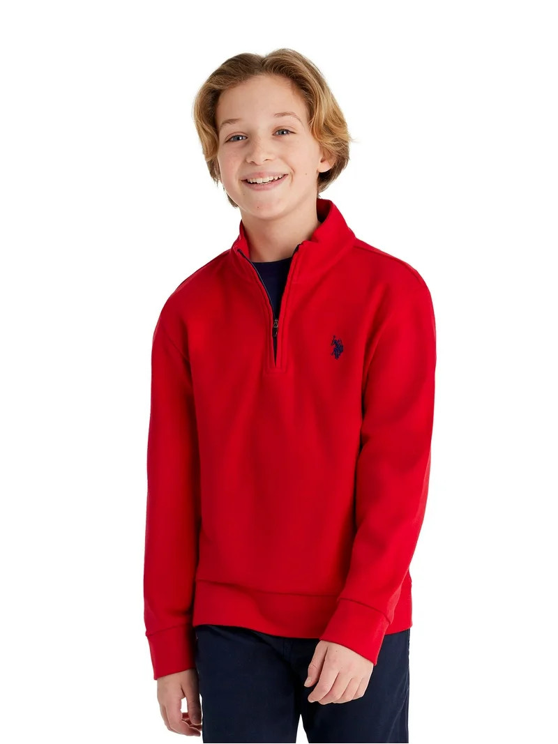 U.S. Polo Assn. Boys Interlock Quarter Zip, Sizes 4-18 | Walmart (US)