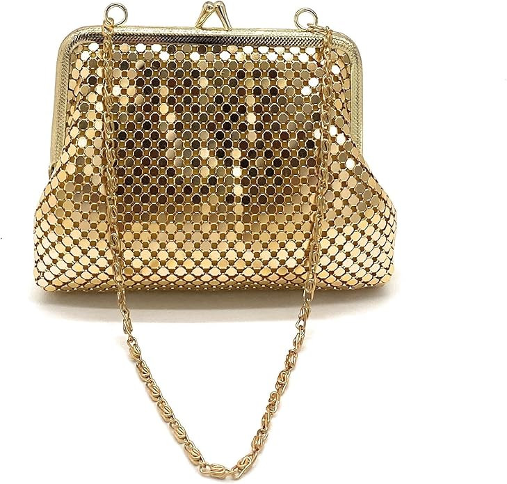 X-Small Women clutch metal mesh purse Hand carry chain for Cocktail Party Prom Wedding Banquet | Amazon (US)