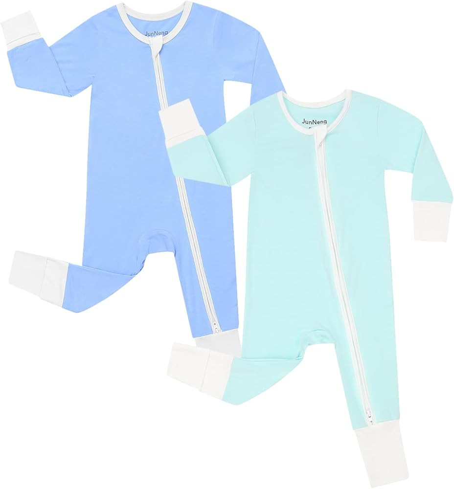 JunNeng Rayon from Bamboo Baby Romper Sleeper with Mitten Cuffs Feet,Newborn Boy Girl Zipper Snug... | Amazon (US)
