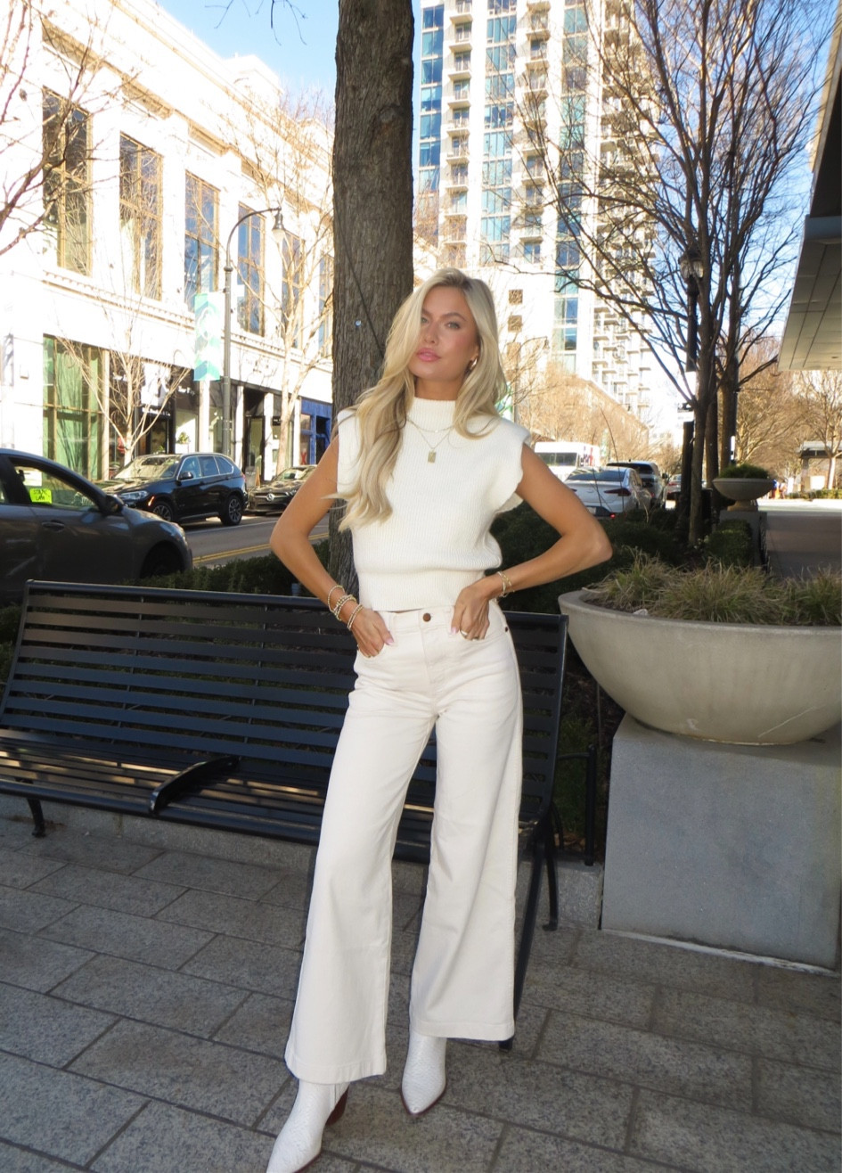 white outfit ☁️ also shoes on major sale 😍 most comfortable shoes i’ve ever worn!

#brunchoutfit #weekending #girlsday #allwhite #wideleg #sweatertop #winter 

#LTKshoecrush #LTKMostLoved #LTKSeasonal
