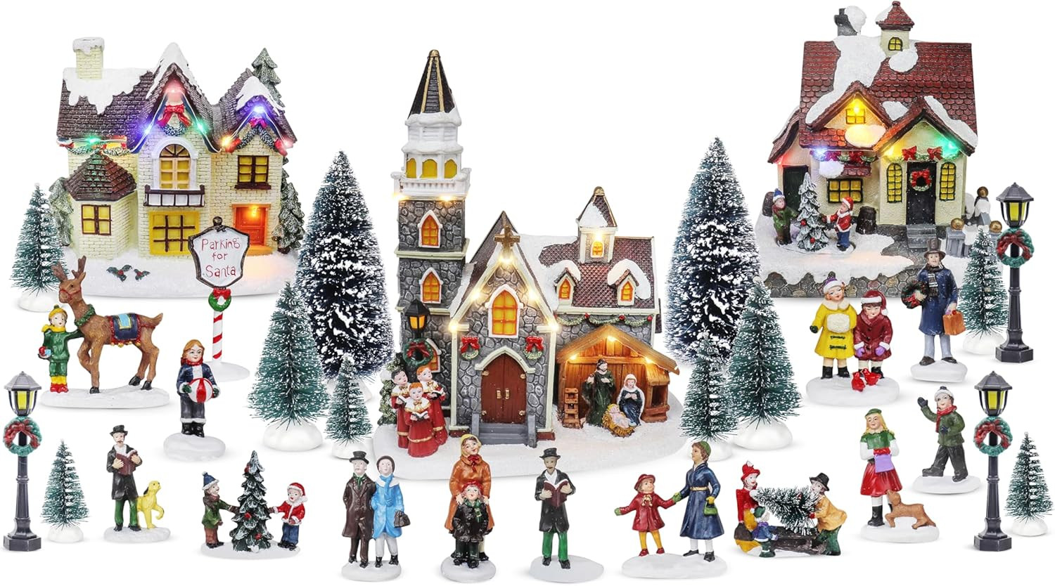 Christmas Village Figurines Decoration Set - Perfect Addition to Your Christmas Indoor Decoration... | Amazon (US)