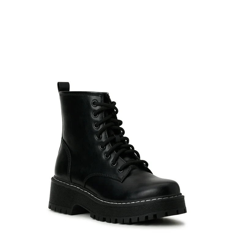 No Boundaries Women's Combat Boots, Sizes 6-11 & Wide Width | Walmart (US)