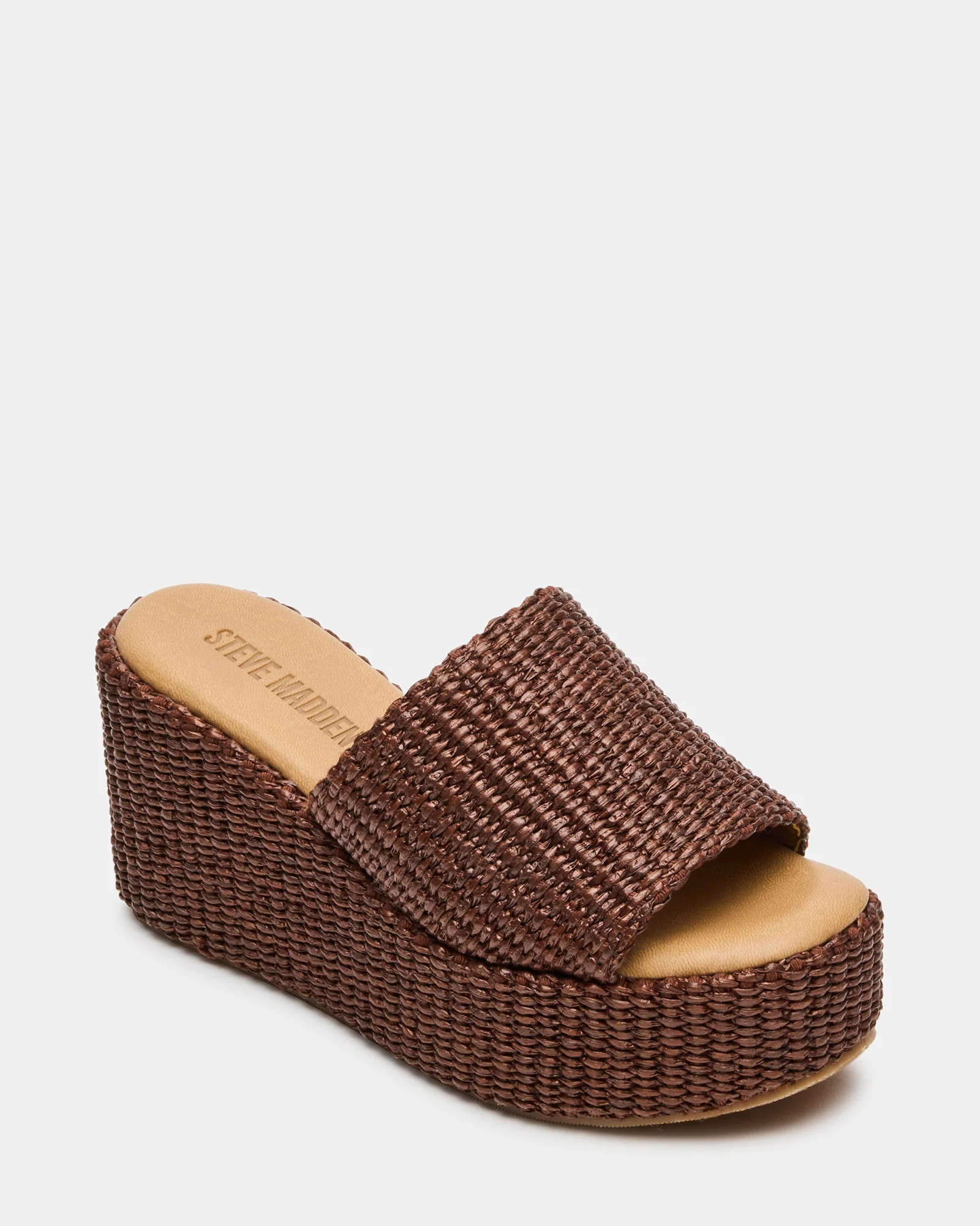 JETTY Brown Raffia Platform Wedge Women's Sandal | Steve Madden (US)