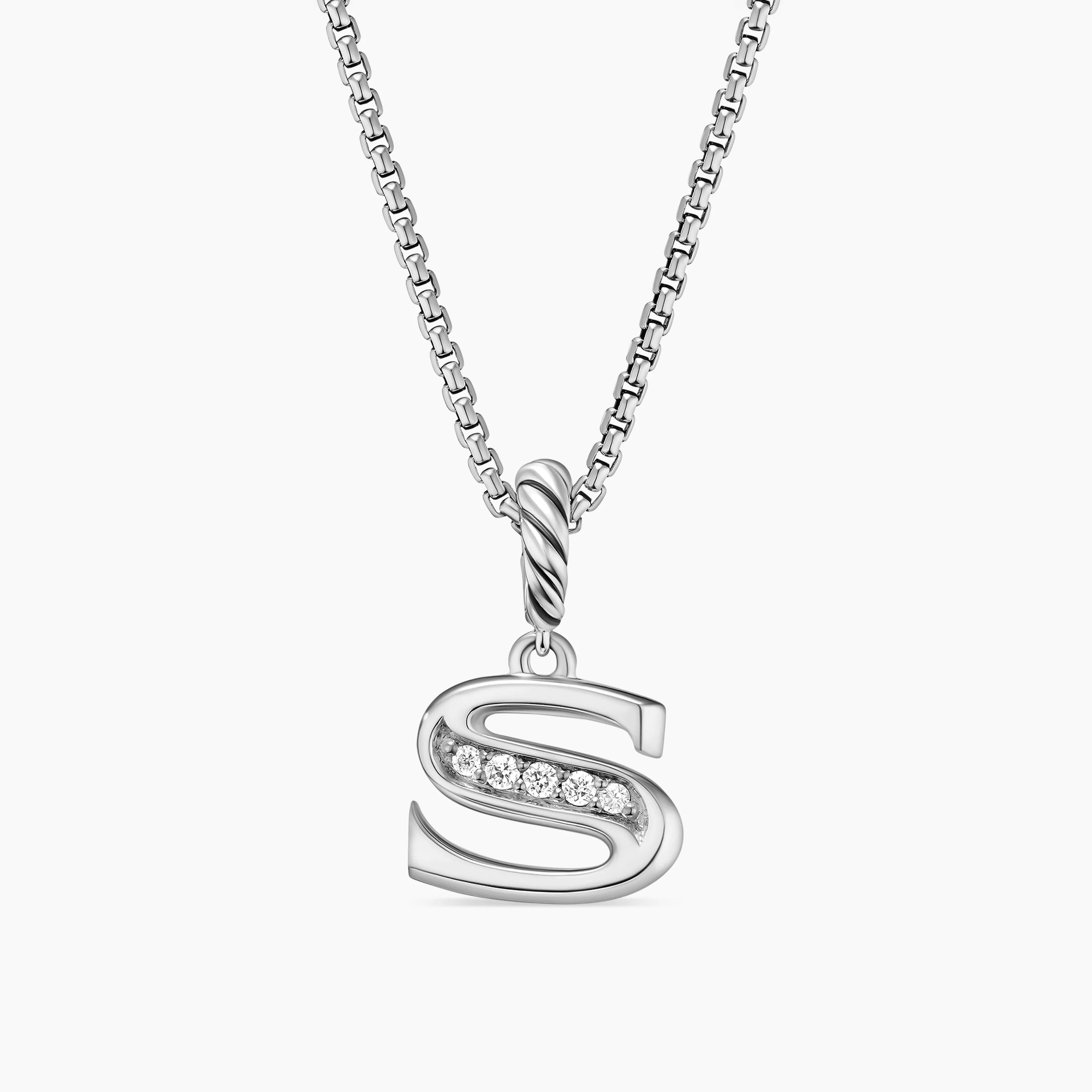 David Yurman | Pavé Initial Pendant Necklace in Sterling Silver with Diamond G | David Yurman