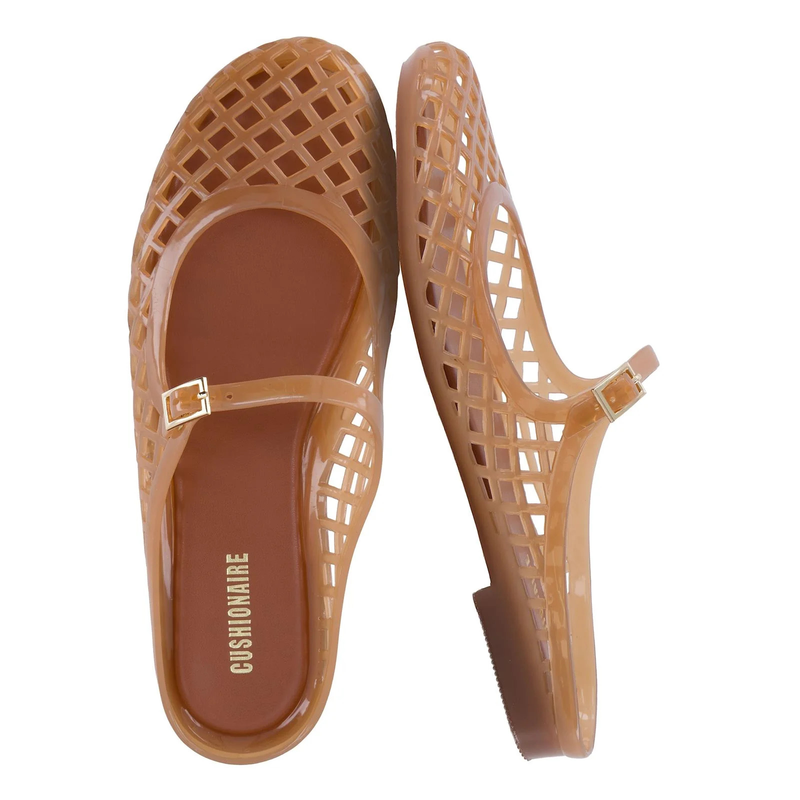 Cushionaire Java Casual Womens Jelly Flats with Adjustable Strap, Closed Toe Mary Janes Mule Desi... | Walmart (US)