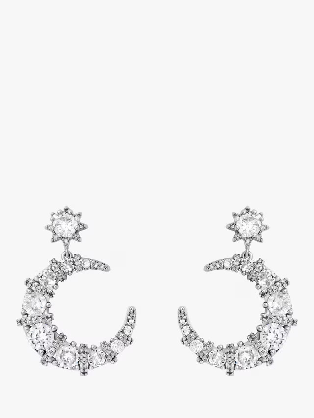 Jon Richard Cubic Zirconia Celestial Drop Earrings, Silver | John Lewis (UK)