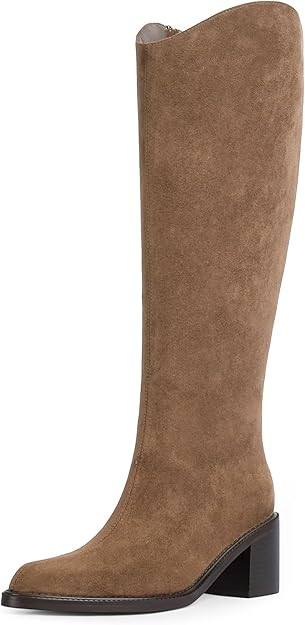 Modatope Women's Knee High Boots Pointed Toe Chunky Block Heel Tall Boots with Side Zipper Long B... | Amazon (US)