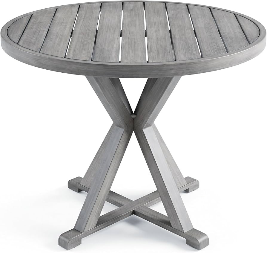 Martha Stewart Bedford 36" Round Indoor-Outdoor Aluminum Patio Dining Table with Trestle Base, Ac... | Amazon (US)