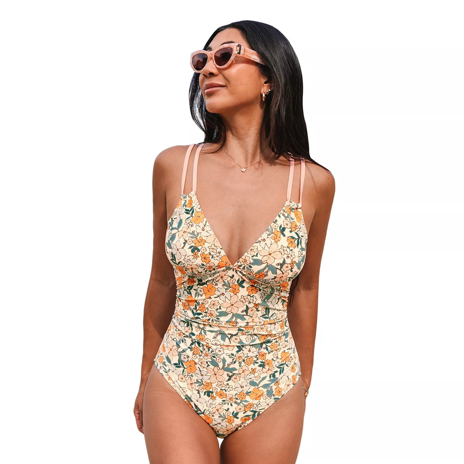 Women's Cupshe Tummy Control Back Cutout One Piece Swimsuit, Size: Medium, Orange | Kohl's