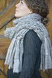 PURE ALPACA CHUNKY KNIT SCARF WITH FRINGE | Amazon (US)