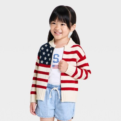 Baby Girls' 4th of July Flag Zip-Up Cardigan Sweater - Cat & Jack™ 18M | Target