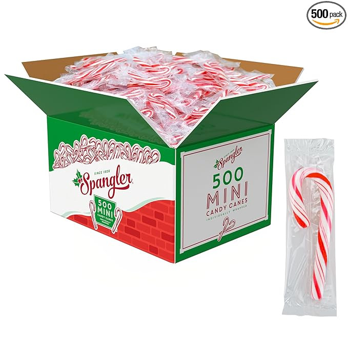 Spangler Red and White Mini Candy Canes - Bulk Individually Wrapped Peppermint Sticks, Small Holi... | Amazon (US)