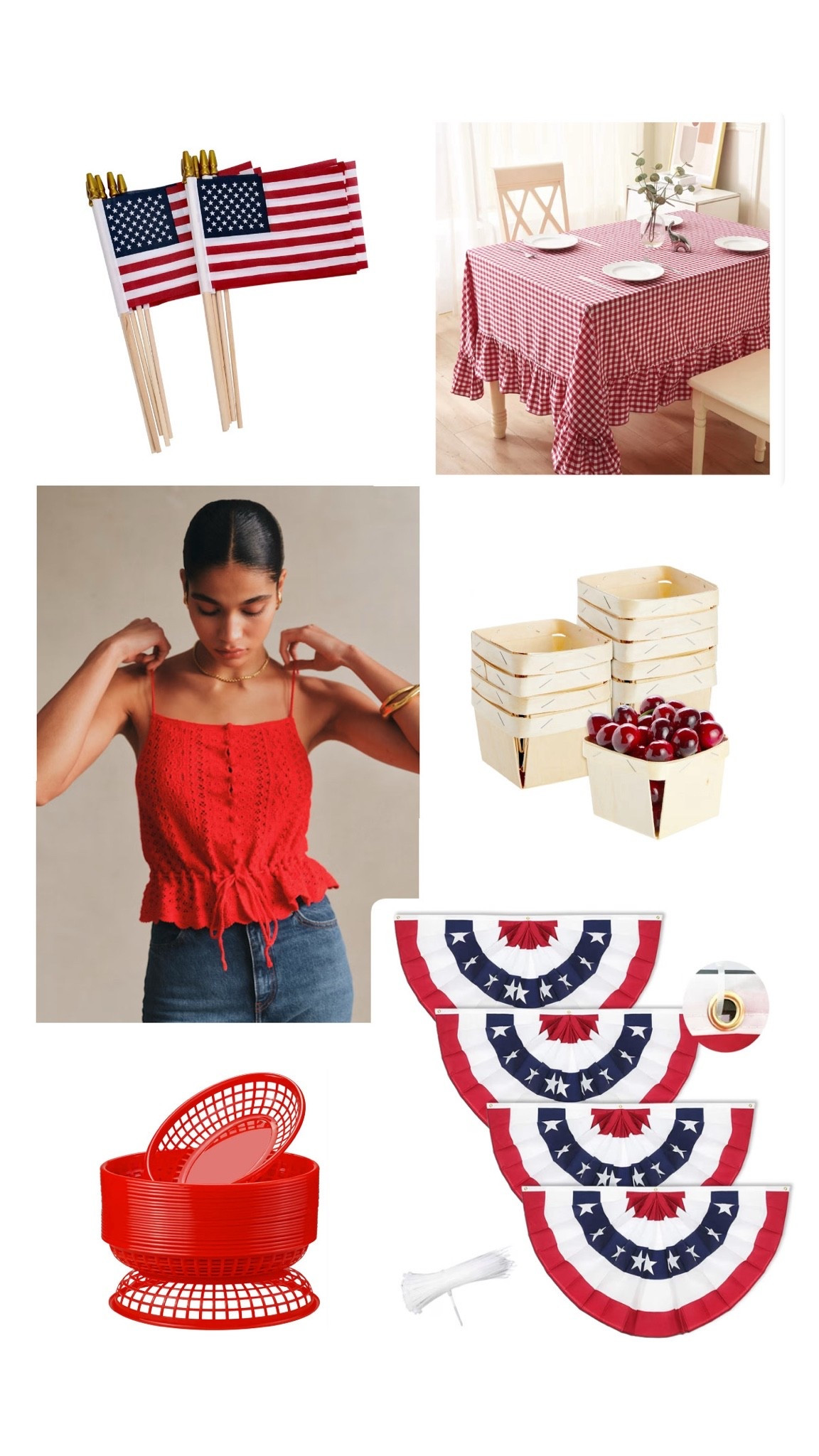 20 Memorial Day must haves 🇺🇸🎉 American flags, a red gingham tablecloth, food baskets, and a cute red top have us ready for summer! 🍉

#LTKHome #LTKSeasonal #LTKfoodie