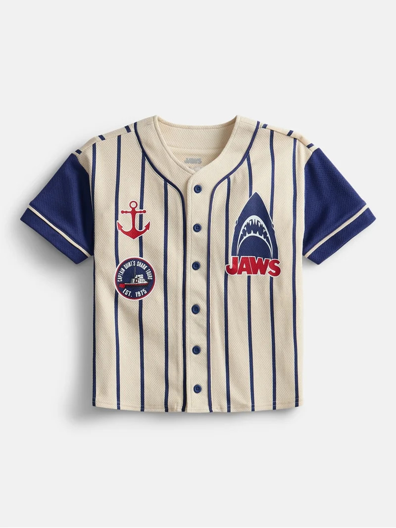Jaws Boys Graphic Button Shirt with Short Sleeves, Sizes 4-18 | Walmart (US)