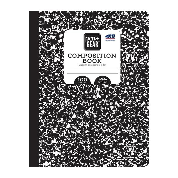 Pen + Gear Composition Book, Wide Ruled, 100 Pages, 9.75" x 7.5" - Walmart.com | Walmart (US)