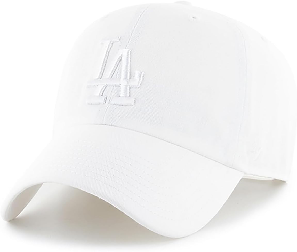 47 Brand MLB White White Primary Logo Clean Up Adjustable Baseball Cap Hat, Adult | Amazon (US)