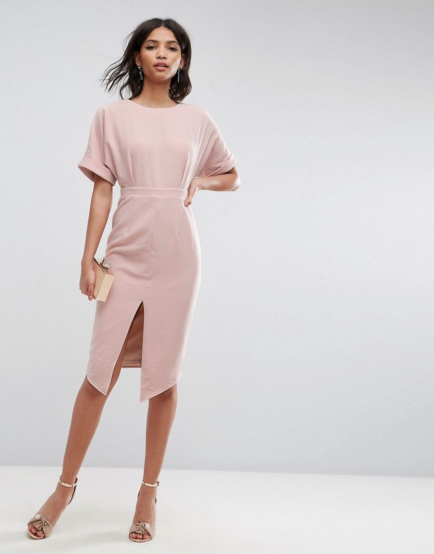 ASOS Wiggle Dress with Split Front - Pink | ASOS US