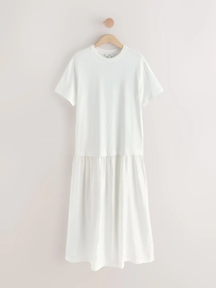 White Jersey Two In One T-Shirt Dress | Next US