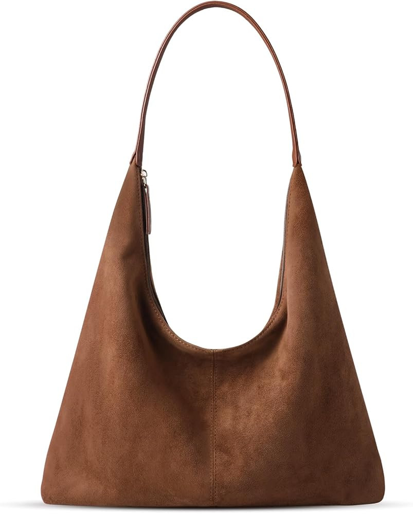 Suede Shoulder Bag for Women Suede Purse Boho Bags Slouchy Tote Bag Satchels Trendy Crescent Cros... | Amazon (US)