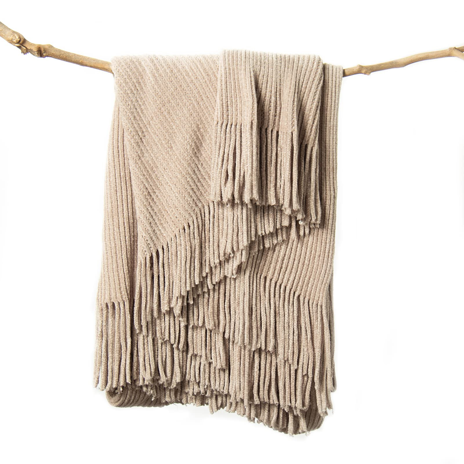 lifein Throw Blanket for Couch, Soft Boho Decor Bed Throw,Cozy Beige Knitted Chenille Small Farmh... | Amazon (US)