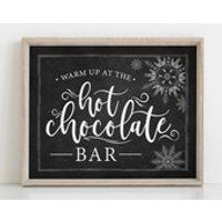 Hot Chocolate Bar Sign, Warm up at the hot chocolate bar, Winter Wedding, Chalkboard, Christmas Party, Instant Download, Hot Cocoa Bar, | Etsy (US)