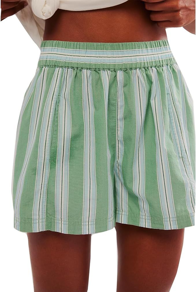 Y2k Striped Boxer Shorts Women High Waist Elastic Lounge Baggy Shorts Green White Striped Pajama ... | Amazon (US)