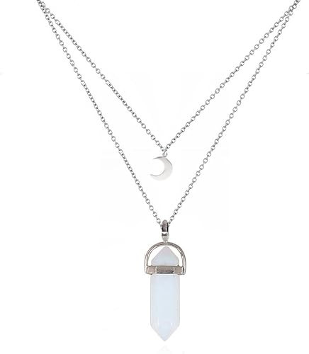 Cozylife Natural Stone Multilayer Moon Choker Necklace Pendant Fashion Jewelry for Women Girls | Amazon (US)