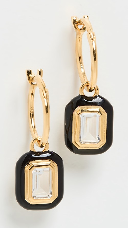 Black Stone and Enamel Charm Hoops | Shopbop