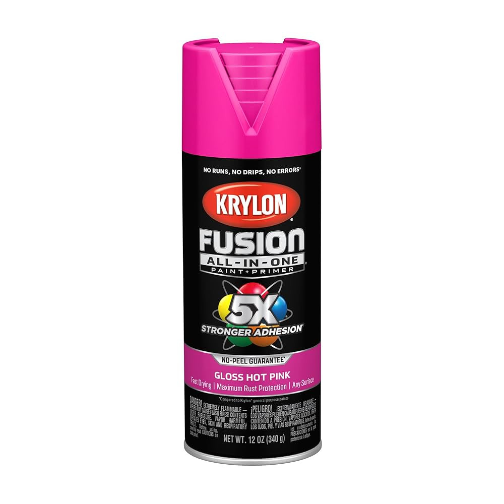 Krylon Fusion All-In-One Adhesive Spray Paint for Indoor/Outdoor Use, 12 oz, Hot Pink | Amazon (US)