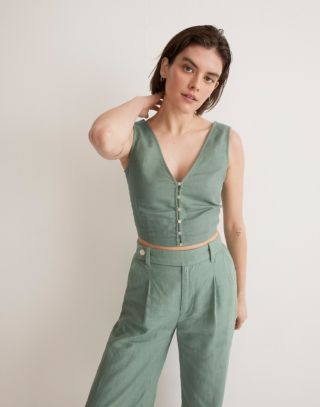 Linen Gwen Crop Vest Top | Madewell