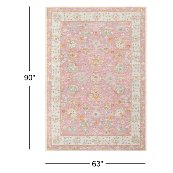 Guerin Oriental Wool / Nylon Pink Area Rug | Wayfair North America