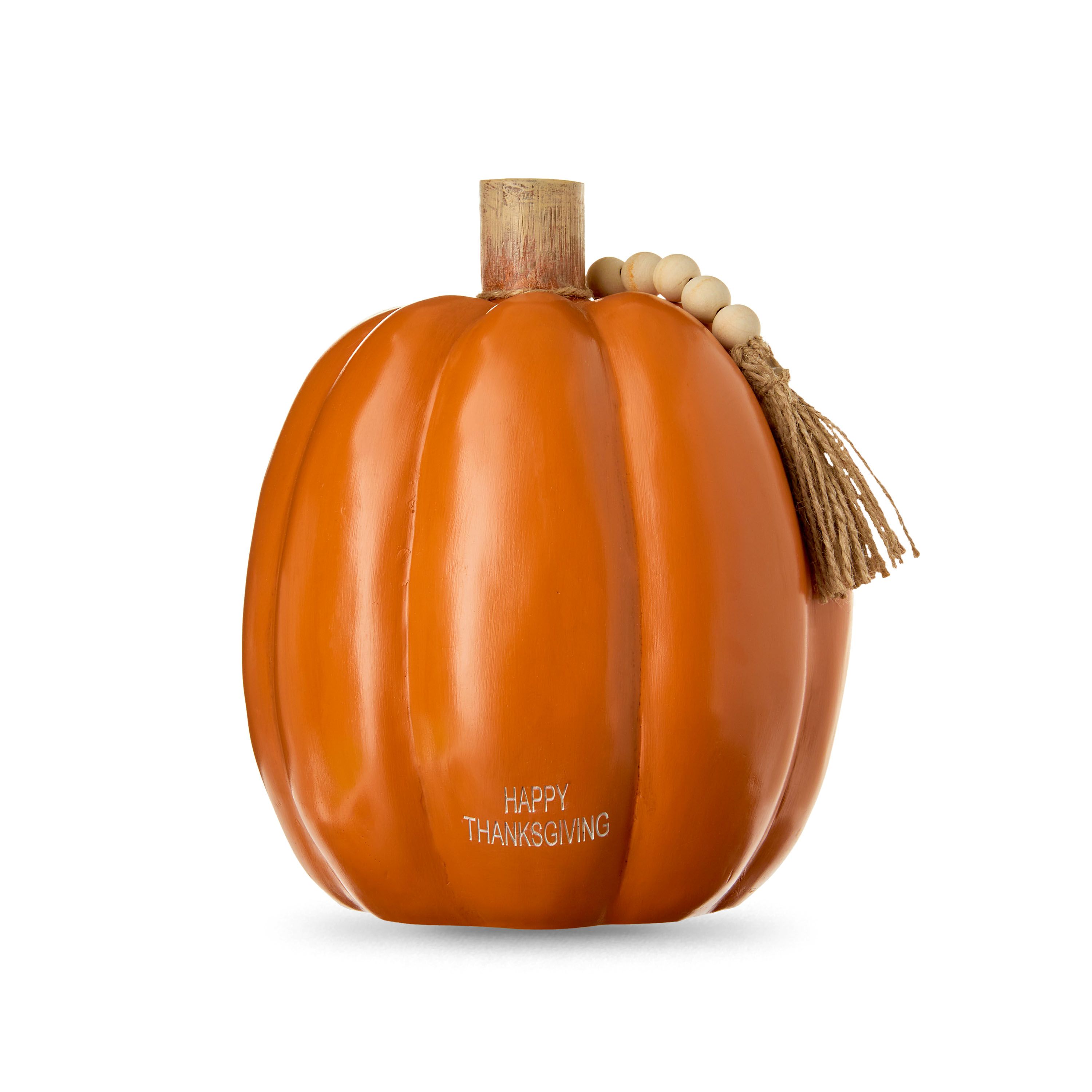 Harvest Mini Resin Happy Thanksgiving Tabletop Pumpkin Decoration, 9", by Way To Celebrate | Walmart (US)