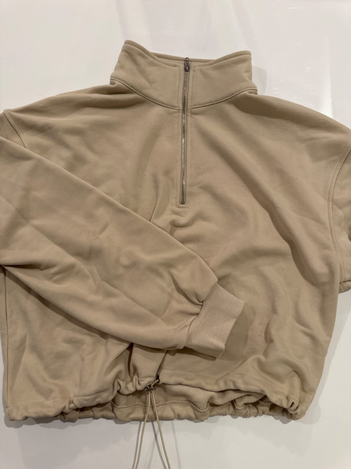 QINSEN Women's Half Zip Crop Sweatshirt High Neck Long Sleeve Pullover Athletic Cropped Tops | Amazon (US)