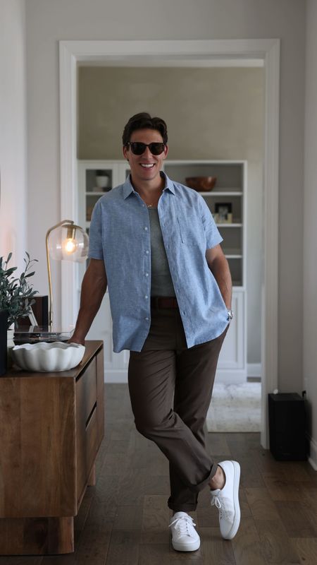 Spring outfit idea - all styled from kohls! 

I’m a big fan of the short sleeve button down over a ribbed tank for warm weather. And this color combo is one of my favorites!

#LTKmens #LTKstyletip #LTKVideo
