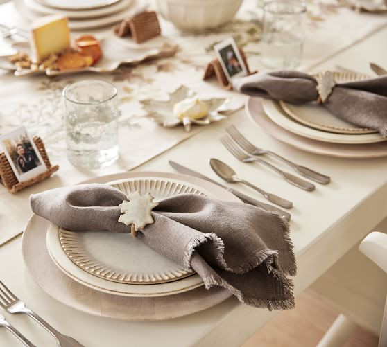 Maple & Oak Leaf Stoneware Napkin Rings - Set of 4 | Pottery Barn (US)