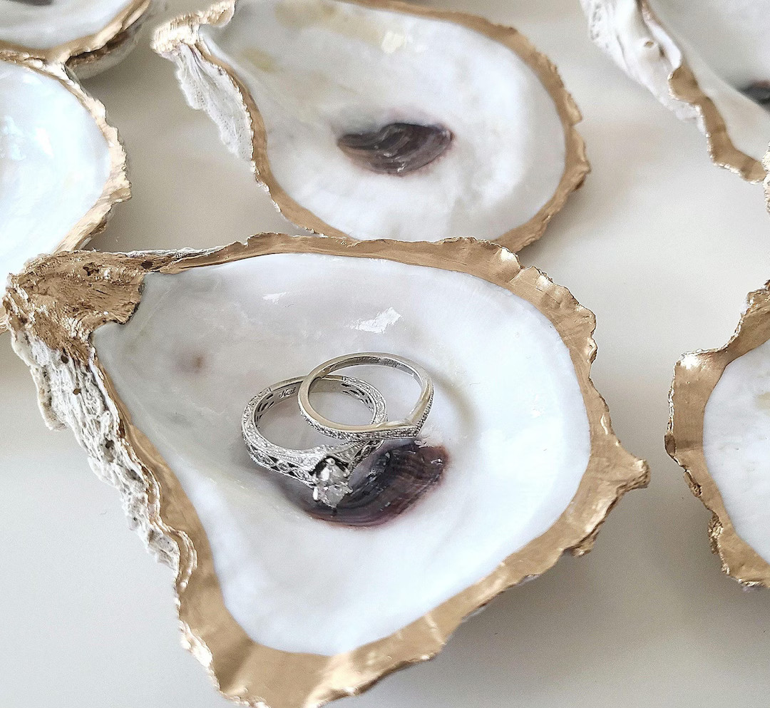 Oyster Shell Ring Dish, Hostess Gifts, Beachy Wedding Favors, Small Trinket Dish, Last Toast on t... | Etsy (US)