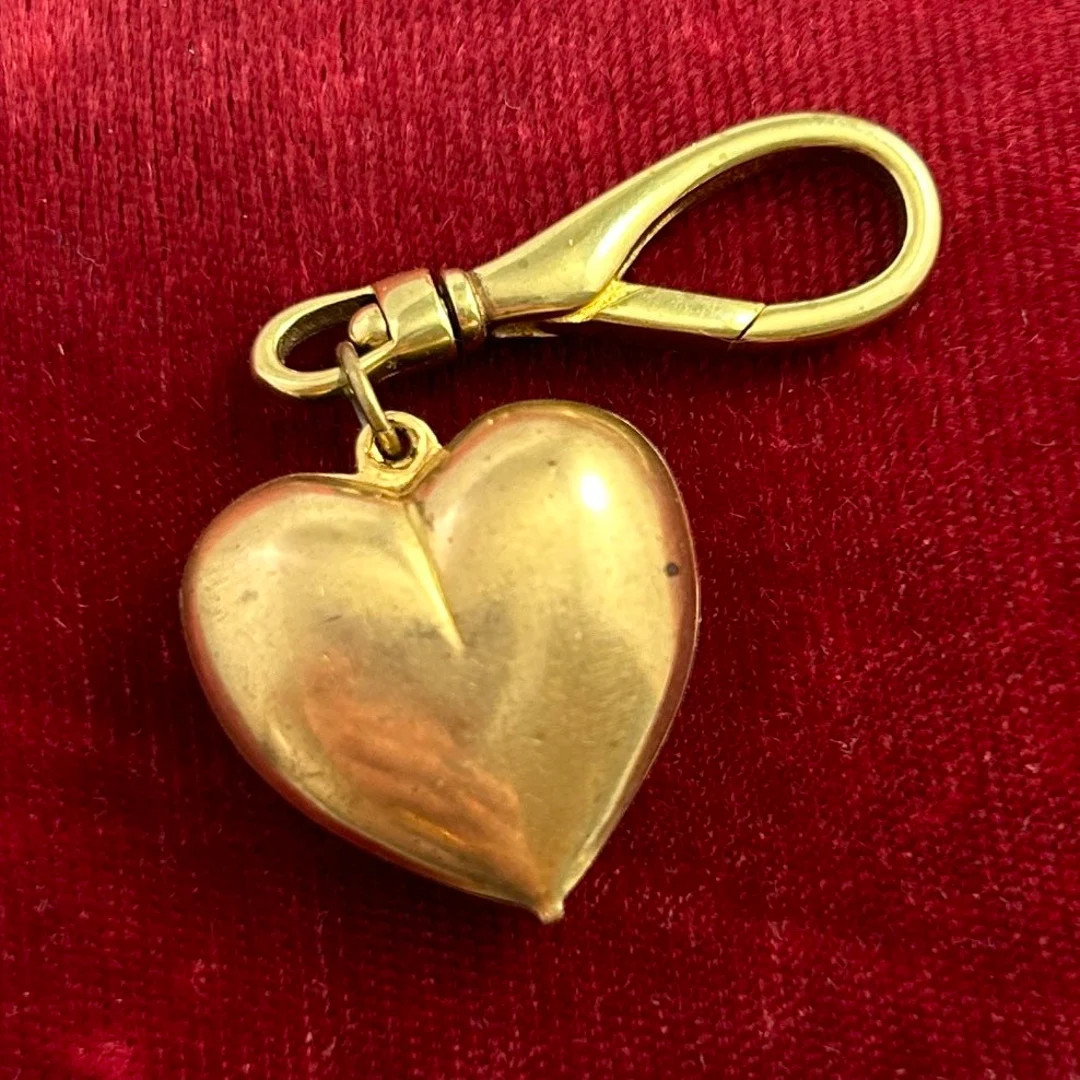 Heart Charm, Heart Pendant, Clip on Charm, Charm With Clip, Purse Charm, Key Fob, Vintage Brass P... | Etsy (US)