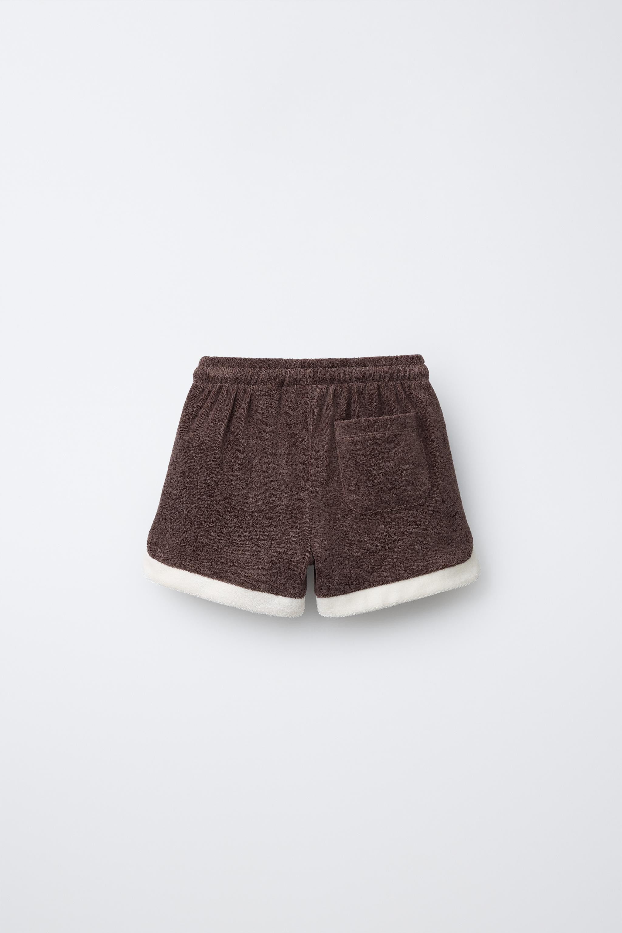 TERRYCLOTH EFFECT SHORTS WITH LABEL | Zara US