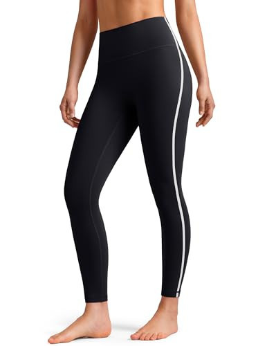 Colorfulkoala Women's Dreamlux No Front Seam High Waist Yoga Leggings with Contrast Trim 25" Inseam(M, Black) | Amazon (US)