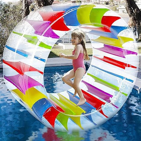 Zcaukya 65"/47" Giant Inflatable Wheel Roller, Colorful Water Rolling Wheel Float for Kids Summer... | Amazon (US)